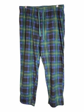 Cuddl Duds Plaid Pj bottoms - Teal, Navy & Yellow